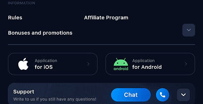 Locate the Android casino app